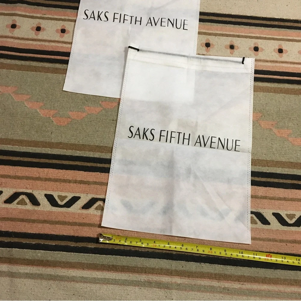 TWO (2) Saks Fifth Ave Sheer White Dustbag medium approx 15” x 10” travel